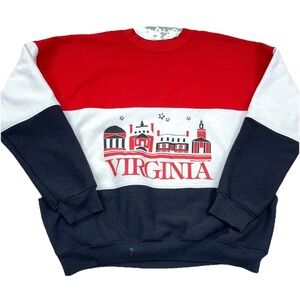 Vintage Virginia Sweatshirt Women XL Red Black‎ Crewneck Sweater 80s 1989 USA VA